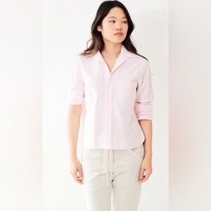 Frank & Eileen Silvio Untuckable Italian Brushed Oxford Cotton Shirt Soft Pink M